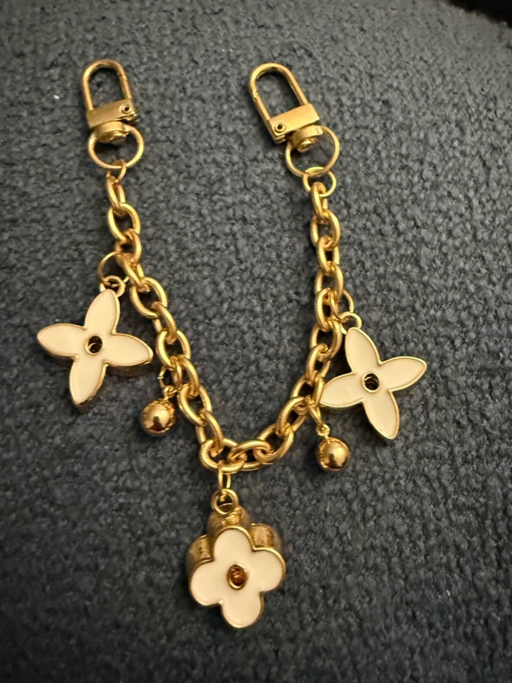Gold-Tone White Flower Charm  LV bag